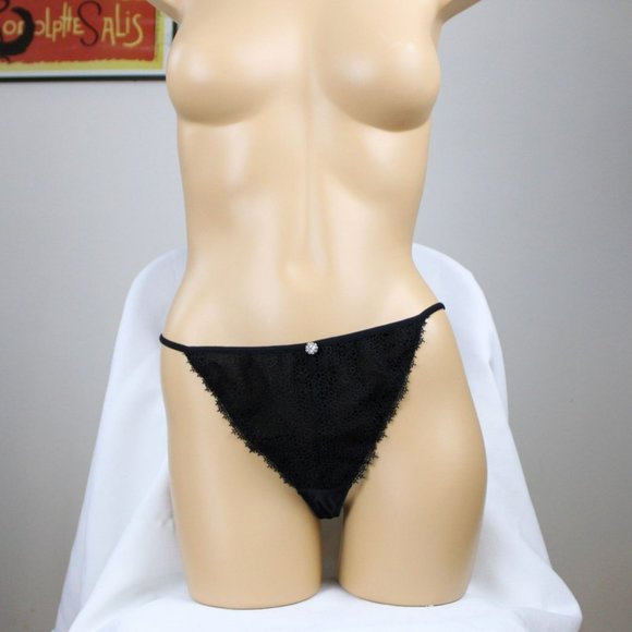 NWT Black G-String Thong Charade Panties Size XL Low Rise Panty Lace Thong P23 - Picture 5 of 5